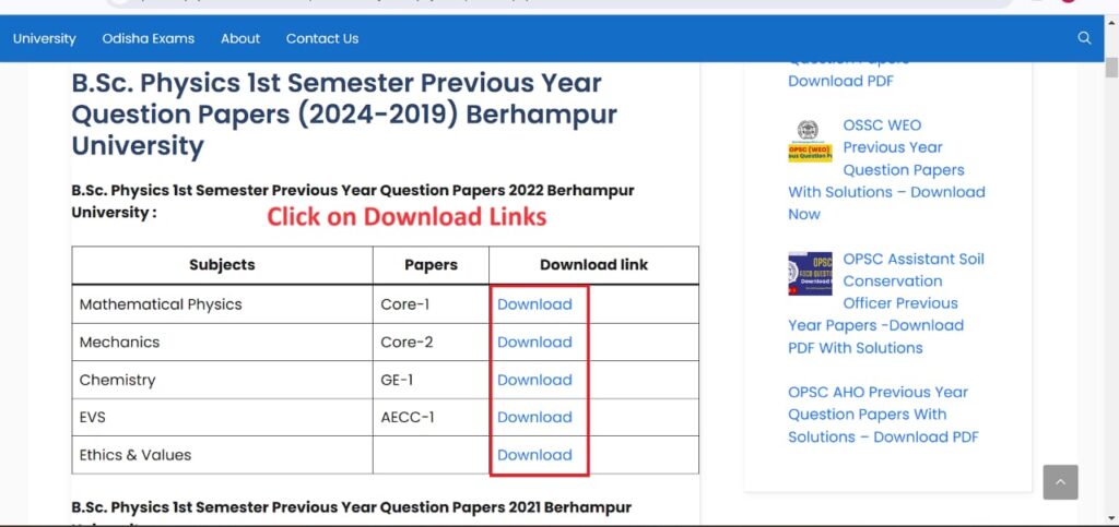 Download Berhampur University Previous Year Question Papers 