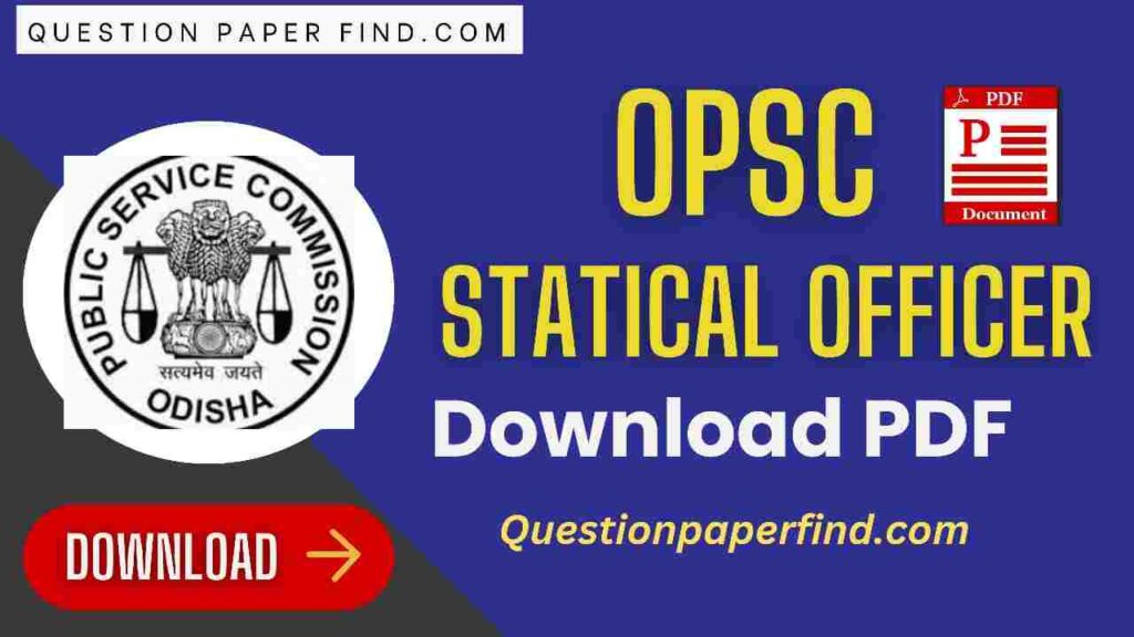 OPSC Statistical Officer Previous Year Question Papers